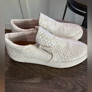 Steve Madden Cream Faux-Snakeskin Slip-On Sneakers